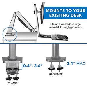 Mount-It! Sit Stand Workstation for Single Monitor and Keyboard - Height Adjustable Standing Desk Mount with Monitor Mount and Keyboard Tray
