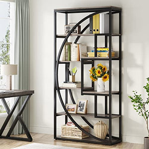 Tribesigns Industrial 5-Tier Etagere Bookcase, 70.8" Tall with 8 Storage Shelf, Vintage Grey - 2PC