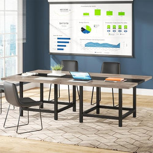 Tribesigns Rustic 13 Ft Long Conference Room Table, Wood Seminar Table - 4 Tables (Grey&Black)