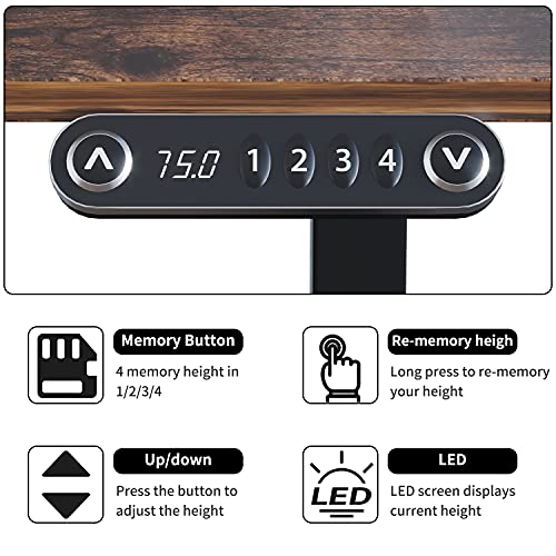 Radlove Electric Height Adjustable L-Shaped Desk with Memory Controller - Black