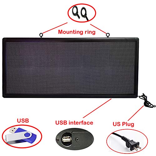 P6 Full Color led Sign Scrolling Texts Images Video Display (40''x17.9'')