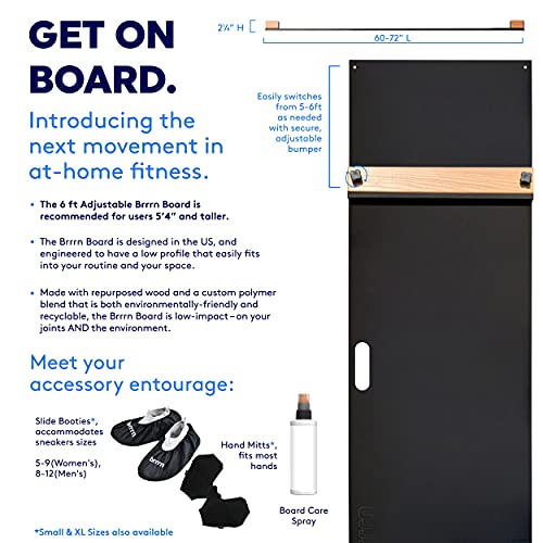 BRRRN Slide Board - Home Workout to Build Core Muscles and Great Cardio Workout - Easy to Use and Store - Exercise Equipment for Hockey, Ice Skating and Skateboarding - Adjustable 5-6 Ft