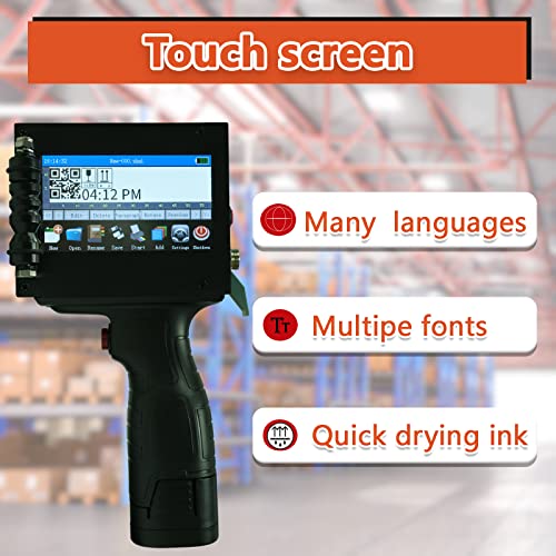 Portable Handheld Inkjet Printer ZK-1680 with 4.3 Inch Touch Screen Quick-Drying Handheld Inkjet Printer (Support 22 Languages Including English, German, French, Japanese, Italian, etc.) CHIKYTECH