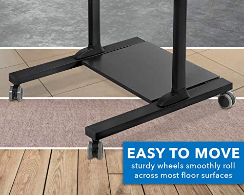 Mount-It! Mobile Standing Desk with Dual Monitor Mount - 40 Inch Wide Height Adjustable Rolling Computer Workstation with Four Wheels,