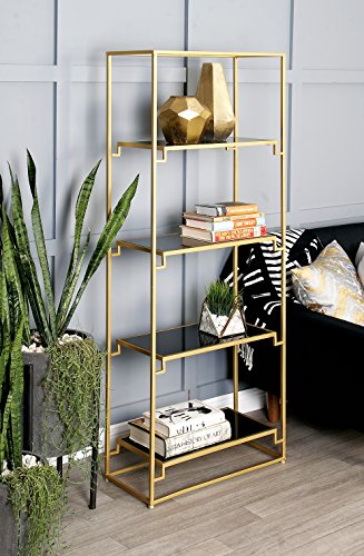 Deco 79 Metal Glass Shelf W, 63" H-65568, 24" W/63 H