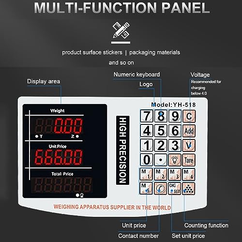 KDFWYDS Industrial Platform Weight Scale with Wheels - Digital Shipping Postal Scales LED Display - Black, 1000kg/500g