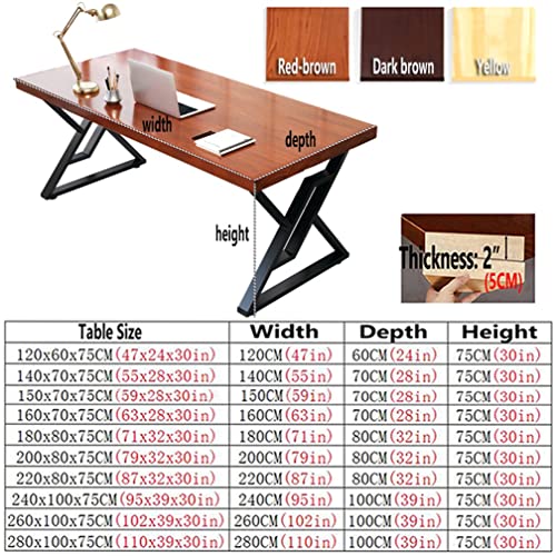 Solid Wood Home Office Computer Desk, Natural Pine PC Workstation, Yellow, 300x120x75cm