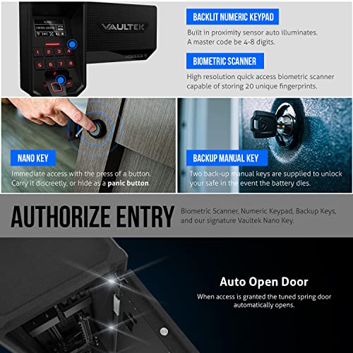 VAULTEK RS Series WiFi Biometric Rifle Safe Multiple Firearm Storage Smart Safe with Alerts to Smartphone Auto-Open Door and Rechargeable Battery (RS800i)