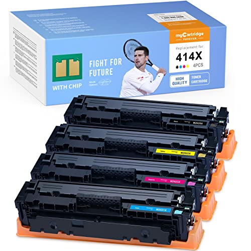 myCartridge PHOEVER (with Chip) Remanufactured Toner Cartridge Replacement for HP 414X 414A W2020X W2021X W2022X W2023X for Color Pro MFP M479fdw M454dw Printer (Black, Cyan, Magenta, Yellow, 4 Pack)