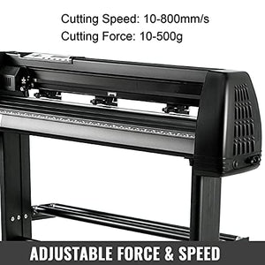 VEVOR Vinyl Cutter Machine 34 Inch Paper Feed Cutting Plotter Bundle Adjustable Force & Speed Vinyl Printer, LCD Display Windows Compatible Sign Making kit with Signmaster Software, Supplies, 3 Blades
