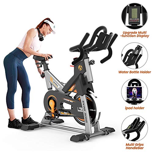 pooboo Exercise Bike Stationary 330 Lbs Indoor Cycling Bike with Comfortable Seat Cushion & LCD Monitor, Multi - Grips Handlebar