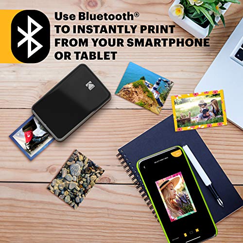 Kodak Step Wireless Photo Printer 2x3 Sticky-Back ZINK Paper for Bluetooth or NFC Devices (Black) Sticker Edition