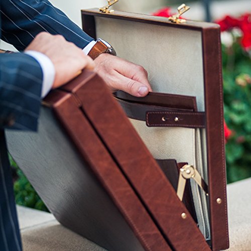 Maxwell Scott Personalized Men's Italian Leather Attache Case - Strada Brown
