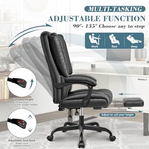 Guessky Big and Tall Office Chair with Footrest - Black