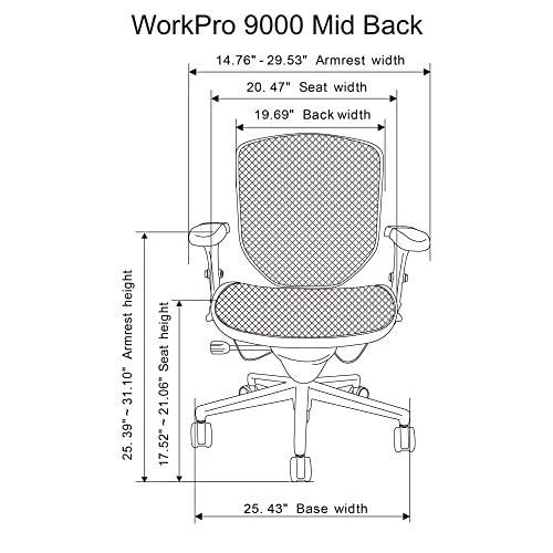 WorkPro Quantum 9000 Series Ergonomic Mid-Back Mesh Chair, Black