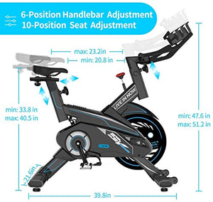 L NOW Indoor Exercise Bike Stationary, Belt Drive Indoor Cycling Bike for Home Office Cardio Workout Bike Training Max 350Ibs With Wire to Connect Phone (E6)