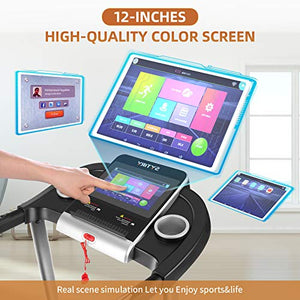 sytiry Treadmill with Large 10" Touchscreen and WiFi Connection, YouTube, Facebook and More, 3.25hp Folding Treadmill, Cardio Fitness Exercise Machine for Walking, Jogging, and Running.