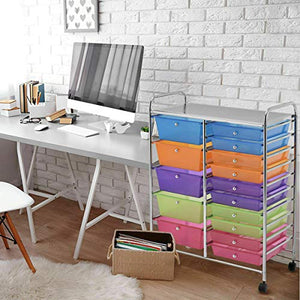 Walomes 15 Drawer Rolling Storage Cart Organizer - New!