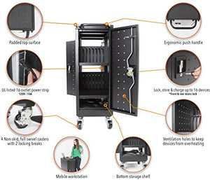 Stand Steady Line Leader 4 Pack Compact Mobile Charging Cart - Charge and Store 16 Devices