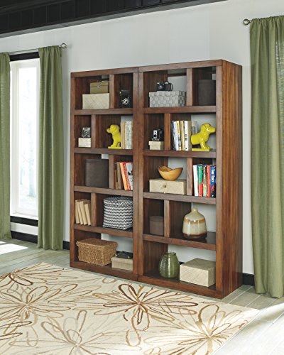 Ashley Furniture Signature Design - Lobink Bookcase - 9 Storage Different Size Cubbies - Brown Finish