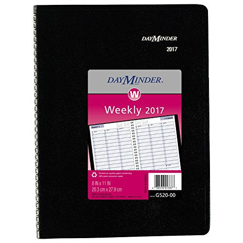 DayMinder Weekly Planner / Appointment Book 2017, Wirebound, 8 x 11", Black (G520-00)