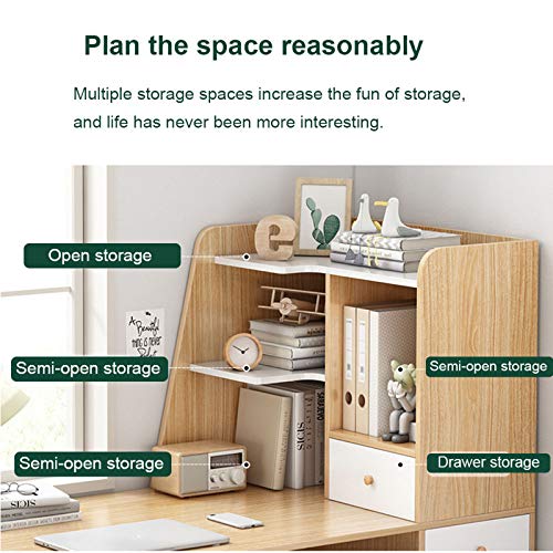 Desk Wooden Home Office Computer Storage Bookcase, 47"/55" Corner with Left Or Right Set Up Integrated Bookshelf, Modern Simple Style Laptop Table Student Writing Study