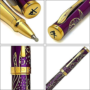 Cross Sauvage 2021 Year of the Ox Special-Edition, Hand-polished Translucent Plum lacquer finish with deep-etched ox engraving With 23KT Gold Plated Inlays and Appointments Selectip Rollerball Pen