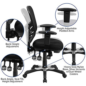 Flash Furniture Mid-Back Black Mesh Multifunction Executive Swivel Ergonomic Office Chair with Adjustable Arms