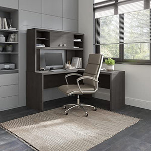 Bush Business Furniture Echo L Shaped Desk with Hutch, 60W, Charcoal Maple