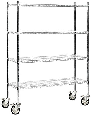 Salsbury Industries Mobile Wire Shelving Unit, 60-Inch Wide by 80-Inch High by 18-Inch Deep, Chrome