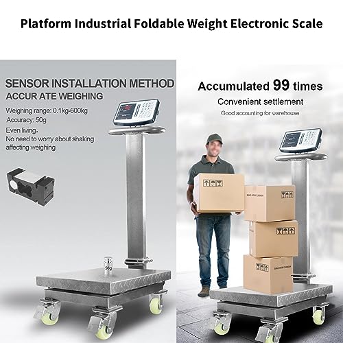 KDFWYDS Industrial Shipping Scale with Wheels - 1000kg/500g, Black
