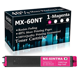 Compatible 1 Magenta Mx60ntma Ink Cartridge Replacement for Sharp MX-4050 4070 6070 2630 3050 3570 Printer Cartridges,Sold by TopInk