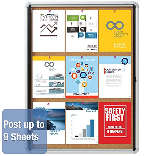 Quartet Enclosed Cork Bulletin Board, 30" x 39" or 9 Sheets, Swing Door, Aluminum Frame (EIHC3930)