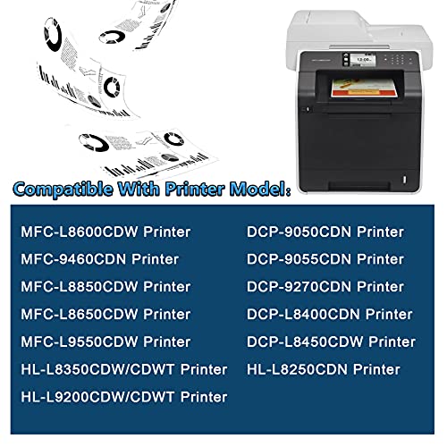 TN-336BK TN-336C TN-336M TN-336Y 4PK(1BK+1C+1M+1Y) Compatible TN336 TN-336 High Yield Toner Cartridge Replacement for Brother DCP-L8400CDN L8450CDW HL-L9200CDW/CDWT MFC-L8650CDW L8850CDW Printer