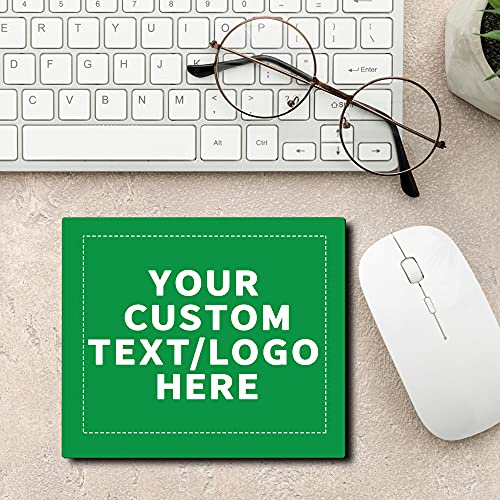 100 Rectangle Mouse Pads Pack - Customizable Text, Logo - 1/8" Rubber, Economical - Green