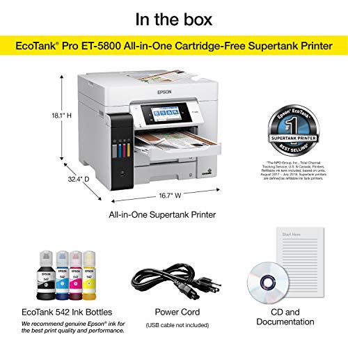 Epson EcoTank Pro ET-5800 Wireless Color All-in-One Supertank Printer with Scanner