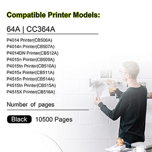 64A | CC364A 2-Pack Black Toner Cartridge Replacement for HP P4014 P4014n P4014DN P4015n P4015tn P4015x P4515n P4515tn P4515X P4515xm Printer Cartridge.
