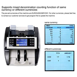 Aibecy Bill Counter Multi-Currency Cash Banknote Money Bill Automatic Counter Counting Machine with UV MG MT IR Counterfeit Detector Supports Mixed Value Counting Function for EURO/USD/GBP/AUD/JPY/KRW