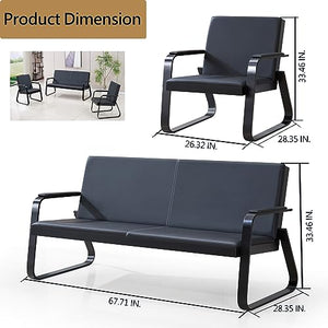 Yudannce Office Reception Guest Chair Set - PU Leather Waiting Room Chairs for Office, Bank, Airport, School, Barbershop