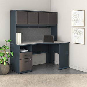 Series A 60W Corner Desk with Hutch and 2 Drawer Pedestal