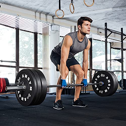 AMGYM KG Bumper Plates Olympic Weight Plates 2 inch Steel Insert, Strength Training(70kg Set)