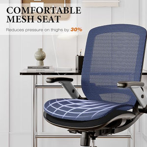 GABRYLLY Ergonomic Office Chair - Mesh Desk Chair with Adjustable Arms and Lumbar Support, Blue