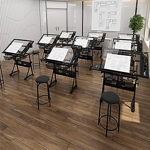 OGRAFF Height Adjustable Drafting Table with Storage - Large Art Desk for Home Office