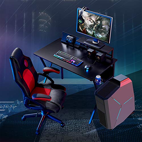 Homesailing Modern Computer PC Desk Table Black with Hutch and Storage Shelf Cup Holder, Office Workstation Student Gaming Writing Study Desk for Home Furniture 41”