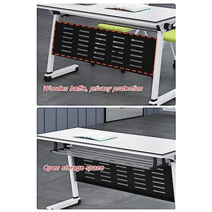 NeAFP Flip Top Mobile Training Table with Modesty, Locking Casters - Foldable, Nestable - Horizontal to Vertical