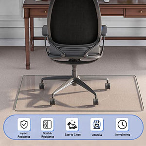 NeuType Glass Chair Mat for Carpet or Hardwood Floor - 46" x 53" x 1/4