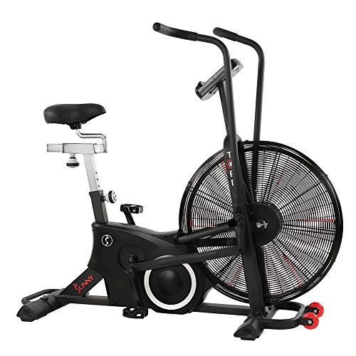 Sunny Health & Fitness Exercise Tornado Fan Air Bike with Bluetooth and Heart Rate Compatibility