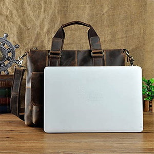 QWZYP Original Men's Handbag Retro Large Capacity Briefcase Business Computer Bag Diagonal Bag (Color : B, Size : 31 * 40 * 8cm)