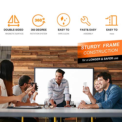 Dry Erase Whiteboard Easel on Wheels - 70'' x 36'' Large Double Sided Mobile Whiteboard, Reversible Magnetic Rolling White Board for Home Office Classroom, Flip Chart Holders and Paper Pad