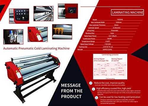KD-tec Automatic Pneumatic Hot Cold Laminating Machine 64inch 1630mm High Speed Laminator
